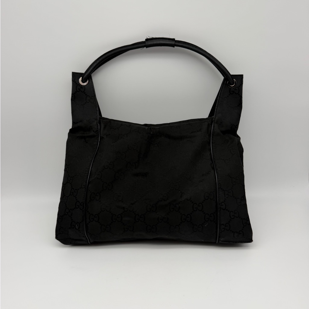 Authentic Gucci Vintage Black Gg Monogram Nylon Tote Bag